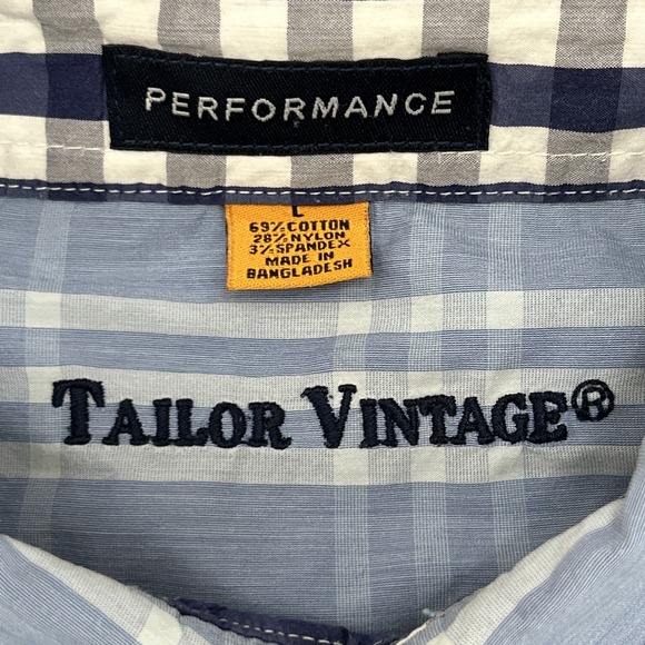 Tailor Vintage Performance Button Down Shirt Men's Large Blue Palid Long Sleeve - Picture 2 of 10
